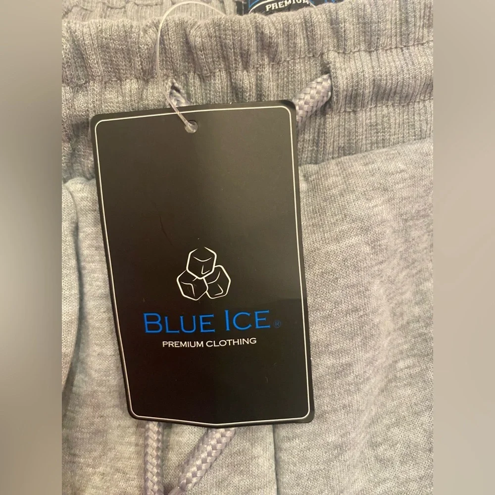 Blue Ice Men’s‎ Heather Gray Cargo Fleece Sweatpants Jogger Ribbed Cuff Size XL